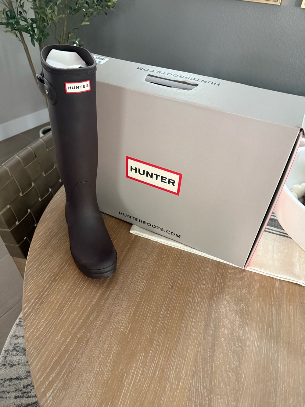 Hunter Tall Rubber Rain Boots in Dark Brown